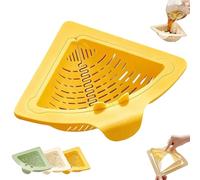 zoocco Magnetic Triangular Sink Corner Rack, Auto-Pop Twist-Open Magnetic Triangular Sink Strainer, Punch-Free Install & Space-Saving for Kitchen Waste (Yellow * 1)