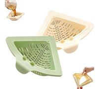 zoocco Magnetic Triangular Sink Corner Rack, Auto-Pop Twist-Open Magnetic Triangular Sink Strainer, Punch-Free Install & Space-Saving for Kitchen Waste (B * 2)
