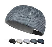 zoocco Men's Breathable Brimless Hat, Summer Mesh Docker Hat, Adjustable Lightweight Brimless - Lightweight Mesh for Summer (Dark Grey)