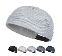 zoocco Men's Breathable Brimless Hat, Summer Mesh Docker Hat, Adjustable Lightweight Brimless - Lightweight Mesh for Summer (Light Grey)