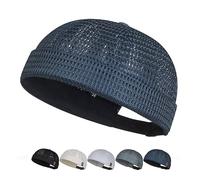 zoocco Men's Breathable Brimless Hat, Summer Mesh Docker Hat, Adjustable Lightweight Brimless - Lightweight Mesh for Summer (Navy Blue)