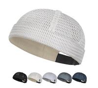 zoocco Men's Breathable Brimless Hat, Summer Mesh Docker Hat, Adjustable Lightweight Brimless - Lightweight Mesh for Summer (Beige)