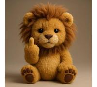 zoocco Middle Finger Stuffed Animal, Cute Rebellious Plush for Stress Relief, Funny Middle Finger Plush Animal for Desk Decor Gag Gifts for Friends (Lion)