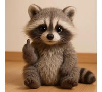 zoocco Middle Finger Stuffed Animal, Cute Rebellious Plush for Stress Relief, Funny Middle Finger Plush Animal for Desk Decor Gag Gifts for Friends (Raccoon)