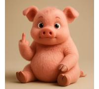 zoocco Middle Finger Stuffed Animal, Cute Rebellious Plush for Stress Relief, Funny Middle Finger Plush Animal for Desk Decor Gag Gifts for Friends (Pig)