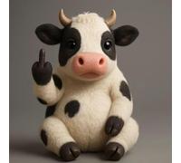 zoocco Middle Finger Stuffed Animal, Cute Rebellious Plush for Stress Relief, Funny Middle Finger Plush Animal for Desk Decor Gag Gifts for Friends (Cow)