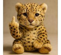 zoocco Middle Finger Stuffed Animal, Cute Rebellious Plush for Stress Relief, Funny Middle Finger Plush Animal for Desk Decor Gag Gifts for Friends (Leopard)