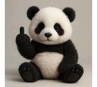 zoocco Middle Finger Stuffed Animal, Cute Rebellious Plush for Stress Relief, Funny Middle Finger Plush Animal for Desk Decor Gag Gifts for Friends (Panda)