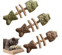 zoocco Natural Dental Chew Toy for Cat, Interactive Cat Chew Toys for Teeth Care & Play, Fishbone Texture Bite-Resistant & Multi-Flavor Options (3pcs)