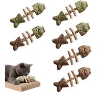 zoocco Natural Dental Chew Toy for Cat, Interactive Cat Chew Toys for Teeth Care & Play, Fishbone Texture Bite-Resistant & Multi-Flavor Options (6pcs)