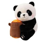 zoocco Paudy Panda Emotional Support Plush, Ultra-Soft Panda Plush for Stress Relief & Comfort, Realistic Stuffed Animal Hug Toy, Gifts for Adults & Kids (25CM,Tree Stump)