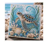 zoocco Pearl Art Kits for Adults, Ocean Animal Diamond Painting Kit with Octopus Whale Turtle Shark Dolphin, 3D Pearl Gem Art Craft for Wall Decor (Sea Turtle)