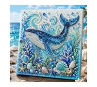 zoocco Pearl Art Kits for Adults, Ocean Animal Diamond Painting Kit with Octopus Whale Turtle Shark Dolphin, 3D Pearl Gem Art Craft for Wall Decor (Whale)