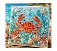 zoocco Pearl Art Kits for Adults, Ocean Animal Diamond Painting Kit with Octopus Whale Turtle Shark Dolphin, 3D Pearl Gem Art Craft for Wall Decor (Crab)
