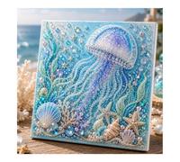 zoocco Pearl Art Kits for Adults, Ocean Animal Diamond Painting Kit with Octopus Whale Turtle Shark Dolphin, 3D Pearl Gem Art Craft for Wall Decor (Jellyfish)