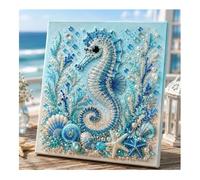 zoocco Pearl Art Kits for Adults, Ocean Animal Diamond Painting Kit with Octopus Whale Turtle Shark Dolphin, 3D Pearl Gem Art Craft for Wall Decor (Seahorse)