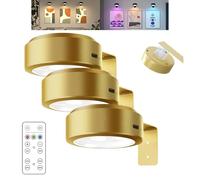 zoocco Picture Lights for Wall with Remote, 13 Lighting Modes & Adjustable Brightness, Battery Picture Frame Lights, Wireless Over Pictures Light for Home, Gallery, Office (3Gold*13 colors)