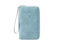zoocco Porta Pasaporte, RFID Passport Wallet with Card Slots, Multi-Functional Passport Holder for Family, Business People, Travel Enthusiasts, Elderly Travelers (Sky Blue)