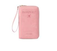 zoocco Porta Pasaporte, RFID Passport Wallet with Card Slots, Multi-Functional Passport Holder for Family, Business People, Travel Enthusiasts, Elderly Travelers (Pink)