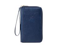 zoocco Porta Pasaporte, RFID Passport Wallet with Card Slots, Multi-Functional Passport Holder for Family, Business People, Travel Enthusiasts, Elderly Travelers (Dark Blue)