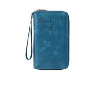 zoocco Porta Pasaporte, RFID Passport Wallet with Card Slots, Multi-Functional Passport Holder for Family, Business People, Travel Enthusiasts, Elderly Travelers (Peacock Blue)