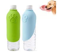 zoocco Portable Dog Water Bottle Attachment, Foldable Silicone Bowl (Blue+Green)
