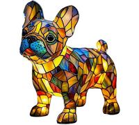 zoocco Rainbow Pup Lamp with Stained Glass Glow, LED Dog Lamp Stained Glass Resin Night Light for Bedroom Desk Decor, Home Decor (GG)