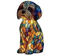 zoocco Rainbow Pup Lamp with Stained Glass Glow, LED Dog Lamp Stained Glass Resin Night Light for Bedroom Desk Decor, Home Decor (FF)