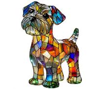 zoocco Rainbow Pup Lamp with Stained Glass Glow, LED Dog Lamp Stained Glass Resin Night Light for Bedroom Desk Decor, Home Decor (CC)