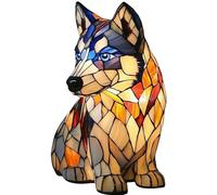 zoocco Rainbow Pup Lamp with Stained Glass Glow, LED Dog Lamp Stained Glass Resin Night Light for Bedroom Desk Decor, Home Decor (AA)