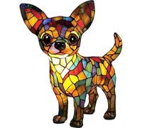 zoocco Rainbow Pup Lamp with Stained Glass Glow, LED Dog Lamp Stained Glass Resin Night Light for Bedroom Desk Decor, Home Decor (KK)