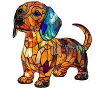 zoocco Rainbow Pup Lamp with Stained Glass Glow, LED Dog Lamp Stained Glass Resin Night Light for Bedroom Desk Decor, Home Decor (HH)