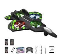 zoocco RC Jet for Kids & Beginners with 360° Flips, Dual-Speed Foam RC Plane, LED Remote Control Airplane Toy for Outdoor Family Fun (Green +3 Battery)