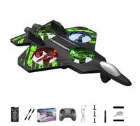 zoocco RC Jet for Kids & Beginners with 360° Flips, Dual-Speed Foam RC Plane, LED Remote Control Airplane Toy for Outdoor Family Fun (Green +1 Battery)
