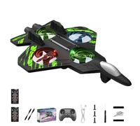 zoocco RC Jet for Kids & Beginners with 360° Flips, Dual-Speed Foam RC Plane, LED Remote Control Airplane Toy for Outdoor Family Fun (Green +2 Battery)