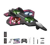 zoocco RC Jet for Kids & Beginners with 360° Flips, Dual-Speed Foam RC Plane, LED Remote Control Airplane Toy for Outdoor Family Fun (Red +2 Battery)