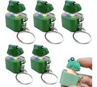 zoocco Rechargeable Frog Keychain Soft PVC LED Clicker Sensory Stress Relief Accessory Ins Style Fidget Animal Keychain (Green,5pcs)