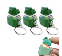 zoocco Rechargeable Frog Keychain Soft PVC LED Clicker Sensory Stress Relief Accessory Ins Style Fidget Animal Keychain (Green,3pcs)