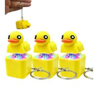 zoocco Rechargeable Frog Keychain Soft PVC LED Clicker Sensory Stress Relief Accessory Ins Style Fidget Animal Keychain (Yellow,3pcs)
