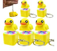 zoocco Rechargeable Frog Keychain Soft PVC LED Clicker Sensory Stress Relief Accessory Ins Style Fidget Animal Keychain (Yellow,5pcs)
