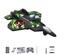 zoocco Remote Control Fighter Jet - Remote Control Airplane with 360° Flips & Led Lights, Christmas Remote Control Helicopter Stunt Roll Foam Airplanes (Green)