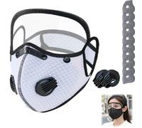 zoocco Reusable Carbon Filter Dust Mask with Eye Protection, Respirator Mask with Filters, Safety Goggles, 10 Replaceable Filters, Adjustable Face Mask for Mowing Sanding Painting Woodworking (White)