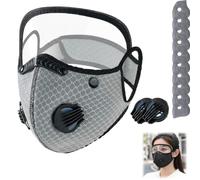 zoocco Reusable Carbon Filter Dust Mask with Eye Protection, Respirator Mask with Filters, Safety Goggles, 10 Replaceable Filters, Adjustable Face Mask for Mowing Sanding Painting Woodworking (Gray)