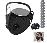 zoocco Reusable Carbon Filter Dust Mask with Eye Protection, Respirator Mask with Filters, Safety Goggles, 10 Replaceable Filters, Adjustable Face Mask for Mowing Sanding Painting Woodworking (Black)
