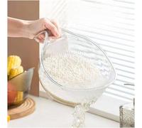 zoocco Rice Strainer with Handle, Easy Rinsing & Draining Tool for Daily Cooking, Rice Washing Bowl and Strainer for Home Kitchens (1 PCS White)
