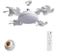 zoocco Socket Fan Light with Remote Control, E27 Screw in Ceiling Fan with Dimmable LED Light, 3 Wind Speeds & 3 Color Temperatures for Bedroom Kitchen Garage