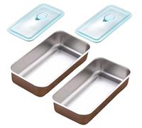 zoocco Stainless Steel Double Compartment Snack Containers, Reusable Grab, Go Snacks Box with Leak-Proof Lids, Snack Containers Stainless Steel for Meal Prep, Travel and Camping (2PCS B)