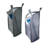 zoocco Standing Toiletry Bag, Portable Clear Hanging Toiletry Bag for Travel, Compact Makeup Bags Organiser (Black+Gray)