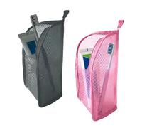zoocco Standing Toiletry Bag, Portable Clear Hanging Toiletry Bag for Travel, Compact Makeup Bags Organiser (Black+Pink)
