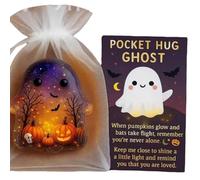 zoocco Tarjetas de Felicitación, Pocket Hug Ghost with Encouragement Card, Cute Mini Pocket Ghost Hug for Emotional Support, Inspirational Keepsake Gift for Friends & Family (3PCS Pumpkin Ghost)